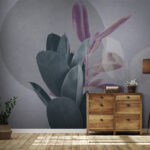 Papel de parede Folhas tropicais em tons pastel