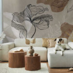 Papel de parede Desenho floral de linhas elegantes.