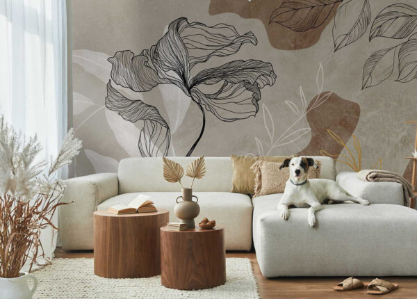 Desenho floral de linhas elegantes Papel de parede Desenho floral de linhas elegantes
