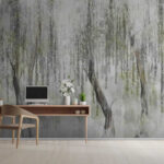 Papel de parede Pintura de árvores com folhas