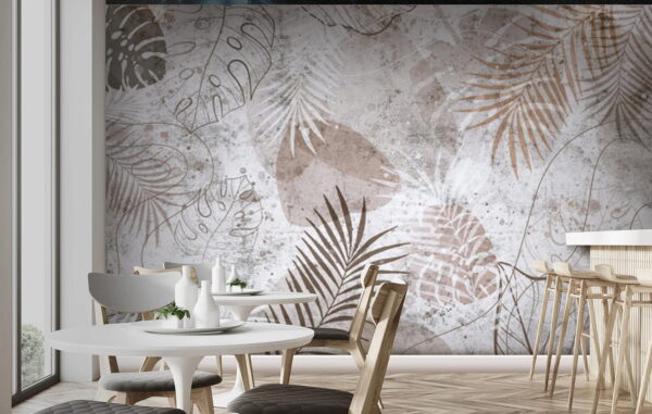 Folhas tropicais em tons suaves Papel de parede Folhas tropicais em tons suaves