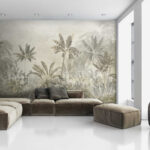 Papel de parede Floresta tropical com vida selvagem escondida.