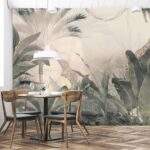 Papel de parede Girafas numa floresta com árvores e plantas