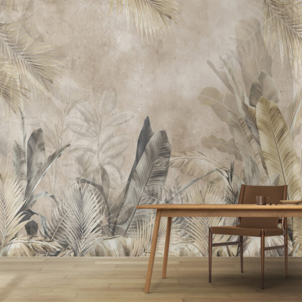 Folhas tropicais com tons suaves Papel de parede Folhas tropicais com tons suaves