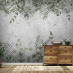 Papel de parede Folhas tropicais num fundo texturado.
