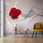 Papel de parede Rosa vermelha com fumo