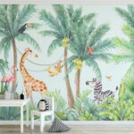 Papel de parede Animais tropicais a desfrutar das vibrações da selva.