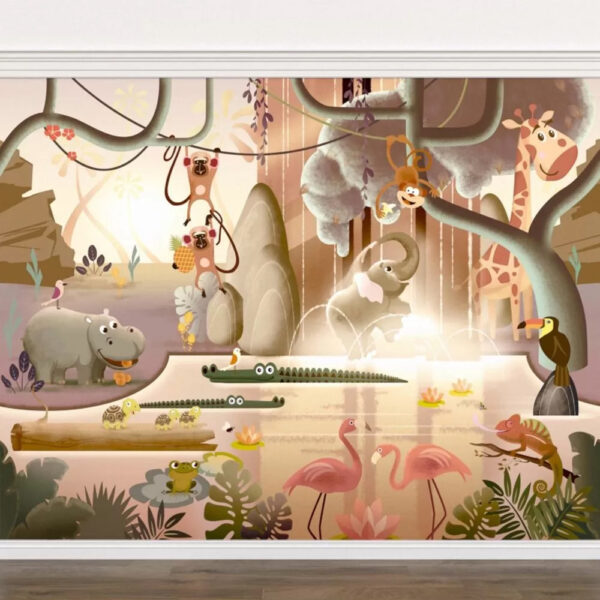 Papel de parede Rã em desenho animado sentada num prato