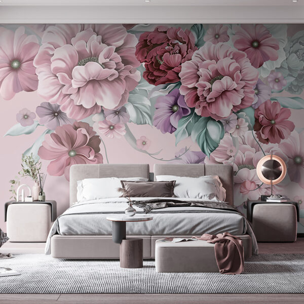 Papel de parede Flores pastel em suave harmonia