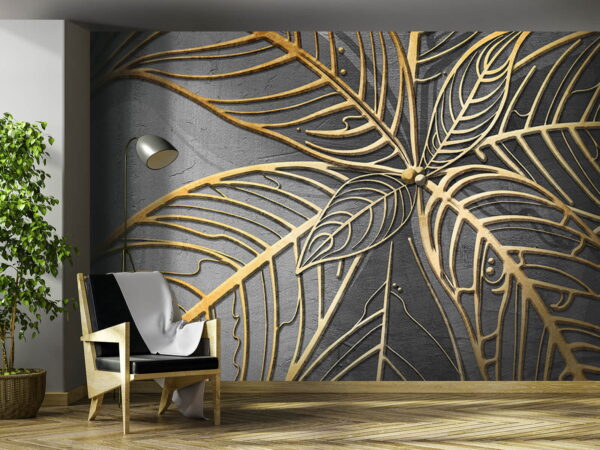 Desenho intrincado de folhas sobre um pano de fundo Papel de parede Desenho intrincado de folhas sobre um pano de fundo