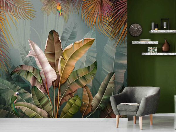 Selva tropical com folhas vibrantes Papel de parede Selva tropical com folhas vibrantes