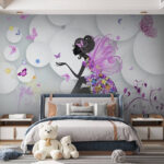 Papel de parede Prato branco com uma flor azul