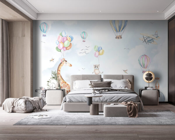 Papel de parede Aguarela de um rinoceronte e de uma raposa