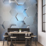Papel de parede Desenho hexagonal moderno com padrão metálico