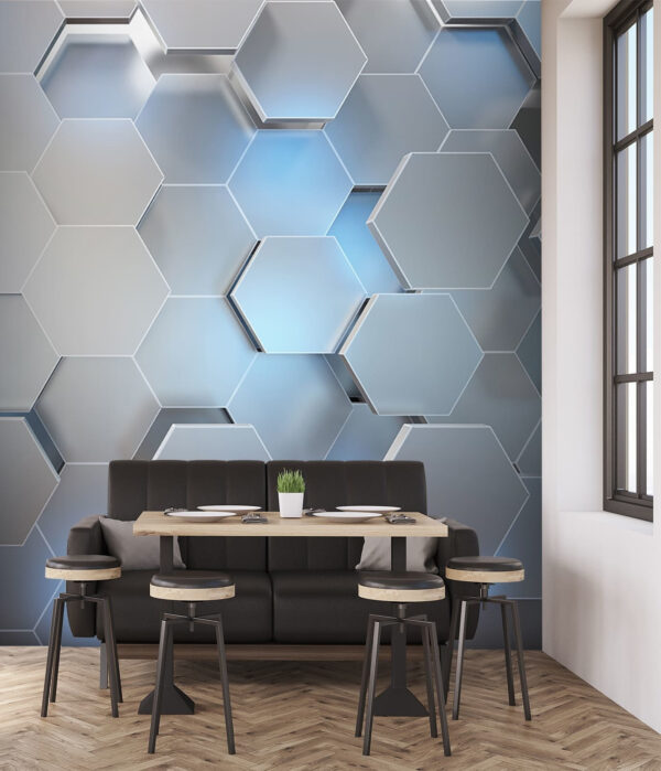 Papel de parede Desenho hexagonal moderno com padrão metálico (REF: u59733) Papel de parede Papel de parede Desenho hexagonal moderno com padrão metálico (REF: u59733)