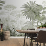 Papel de parede Vegetação tropical exuberante numa ilustração pormenorizada.