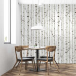 Papel de parede Desenho de padrão de bétulas de inverno.