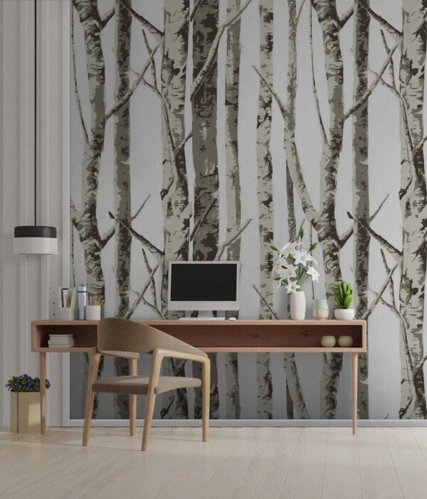 Padrão de papel de parede de floresta com árvores Papel de parede Padrão de papel de parede de floresta com árvores