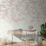 Papel de parede Pássaros entre delicadas flores de cerejeira.