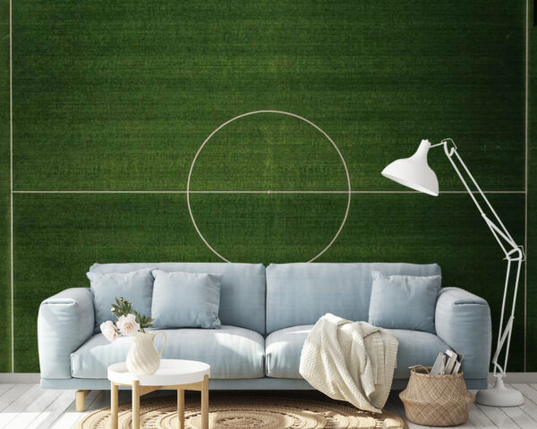 Campo de futebol com um círculo branco Papel de parede Campo de futebol com um círculo branco