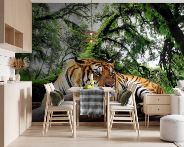 Papel de parede Tigre deitado num tronco (REF: u57805) Papel de parede Papel de parede Tigre deitado num tronco (REF: u57805)