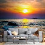 Papel de parede Pôr do sol sobre uma praia