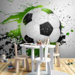 Papel de parede Bola de futebol com salpicos artísticos.