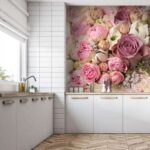 Papel de parede Bouquet de rosas brancas e cor-de-rosa