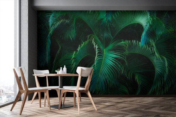 Folhas verdes exuberantes criam uma selva Papel de parede Folhas verdes exuberantes criam uma selva