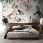 Papel de parede Elegância floral em tons pastel.