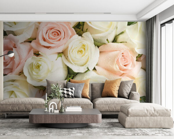 Grupo de rosas cor-de-rosa e brancas Papel de parede Grupo de rosas cor-de-rosa e brancas