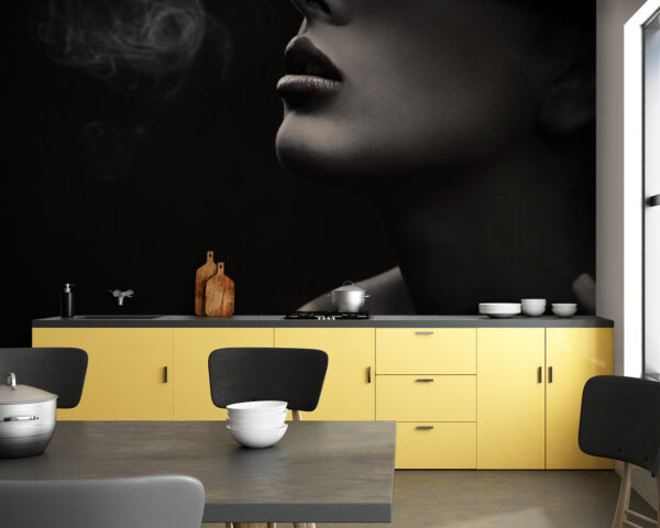 Mulher com um chapéu e a fumar Papel de parede Mulher com um chapéu e a fumar