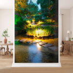 Papel de parede Caminho de pedra num lago com luzes