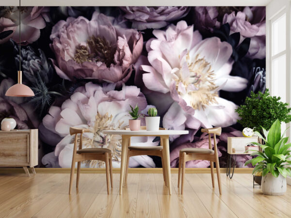 Flores a desabrochar em tons suaves Papel de parede Flores a desabrochar em tons suaves