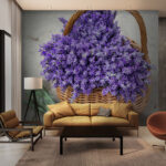 Papel de parede Cesto de flores roxas