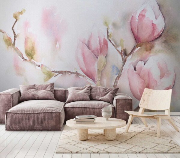Pintura a aguarela de uma tulipa Papel de parede Pintura a aguarela de uma tulipa