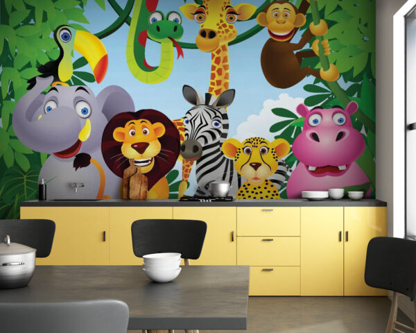 Grupo de animais na selva Papel de parede Grupo de animais na selva