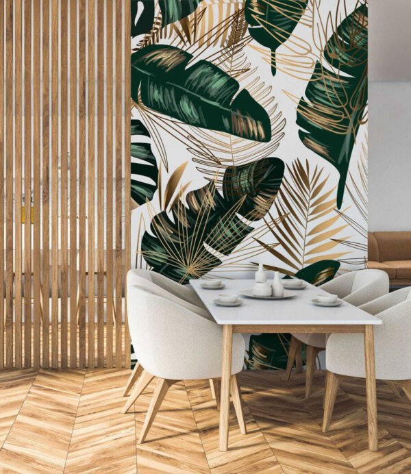 Folhas tropicais com padrões abstractos Papel de parede Folhas tropicais com padrões abstractos