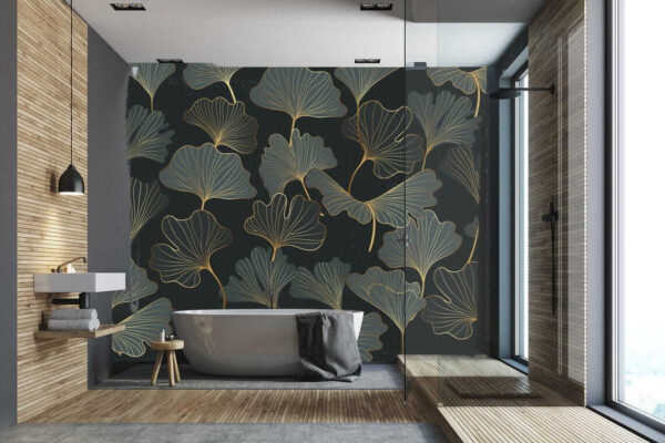 Desenho elegante com padrão de folhas de ginkgo Papel de parede Desenho elegante com padrão de folhas de ginkgo