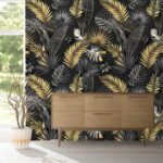 Papel de parede Desenho elegante de padrão de folhas tropicais.