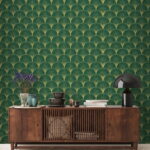 Papel de parede Padrão verde e amarelo