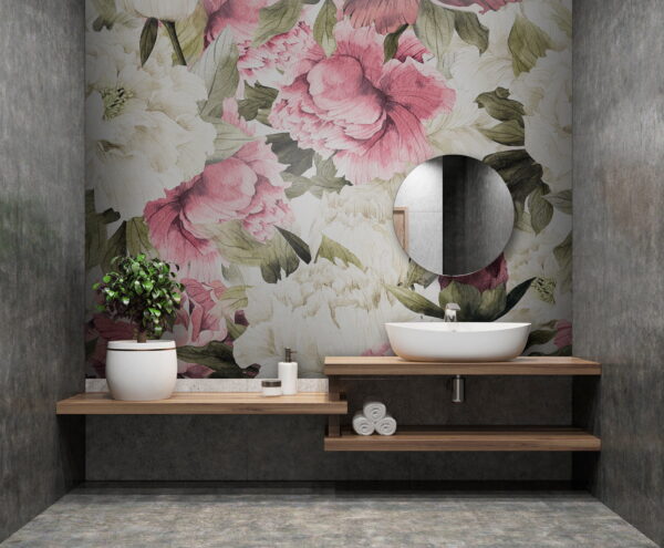 Padrão de flores cor-de-rosa e brancas Papel de parede Padrão de flores cor-de-rosa e brancas