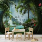 Papel de parede Selva serena com um leopardo a descansar.