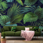 Papel de parede Ilustração vibrante de folhagem da selva.