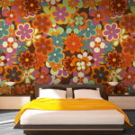 Papel de parede Flor colorida com um centro amarelo