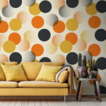 Papel de parede Padrão de círculos laranja e pretos
