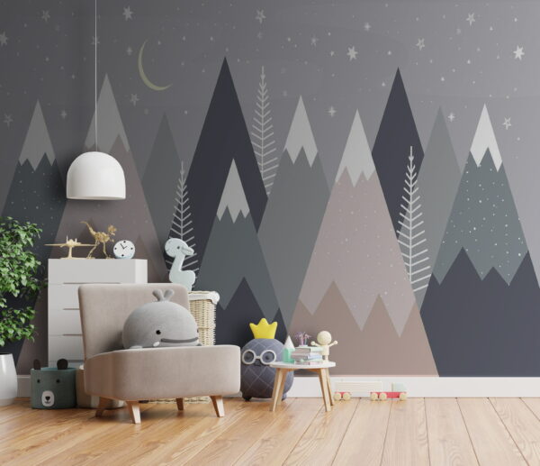 Cordilheira com árvores e estrelas Papel de parede Cordilheira com árvores e estrelas