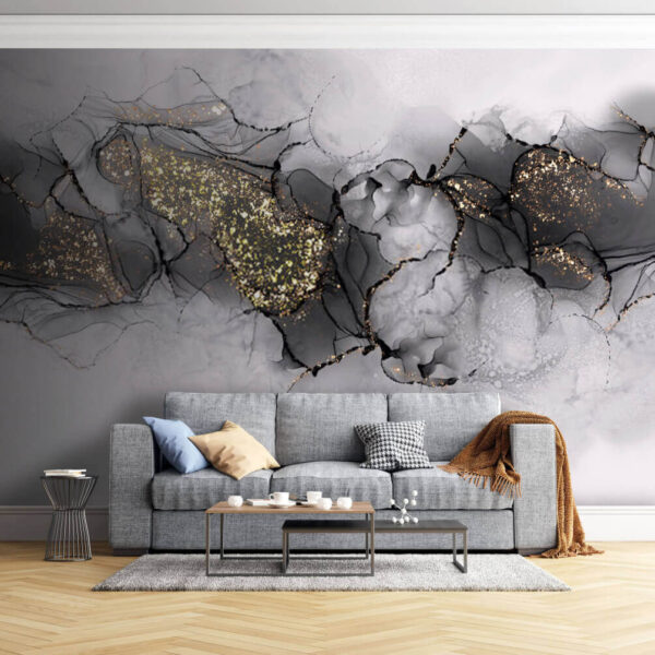 Elegância abstrata com toques metálicos Papel de parede Elegância abstrata com toques metálicos