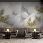 Papel de parede Desenho floral branco e verde