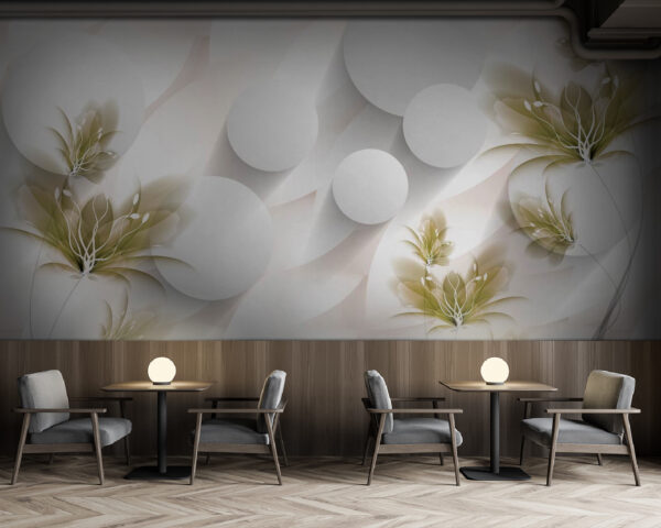 Desenho floral branco e verde Papel de parede Desenho floral branco e verde